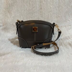 Dooney & Bourke Smooth Leather Zip Top Gray Crossbody Bag